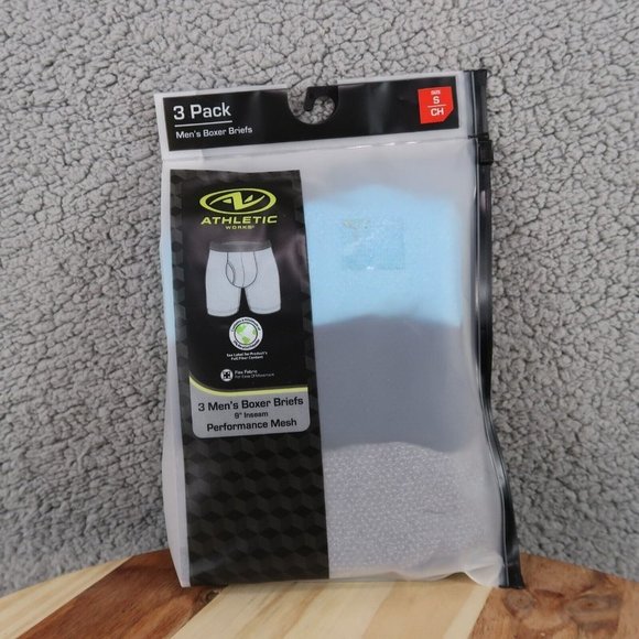 Athletic Works Men's Performance Boxer Briefs 3-Pack Size S Black Gray Blue - Picture 1 of 8